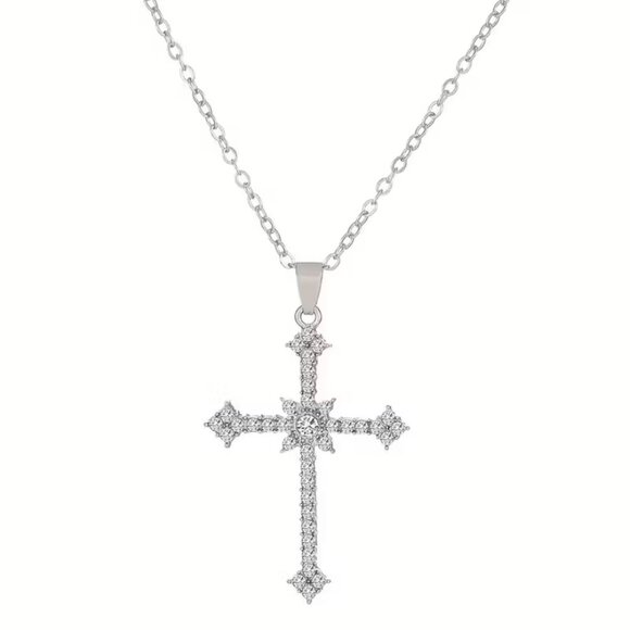 925 Sterling Silver Mens 1ct Diamond Cross Pendant Necklace Christian Jewelry - Picture 7 of 7